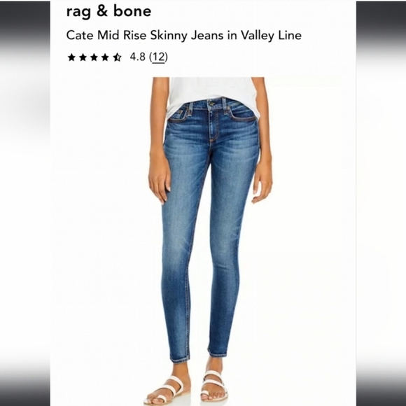 Rag & Bone Cate Mid Rise Blue Skinny Jeans Size 24 - Picture 2 of 12
